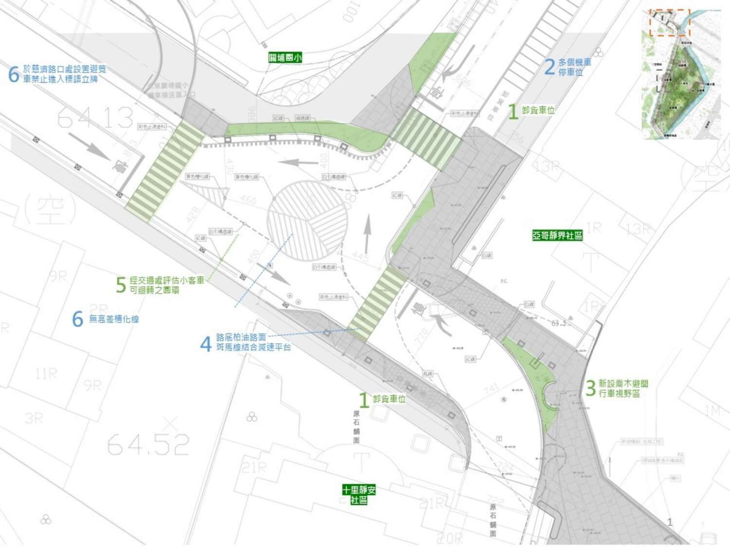 長春公園鄰近龍山東路未來交通改善計畫示意圖。