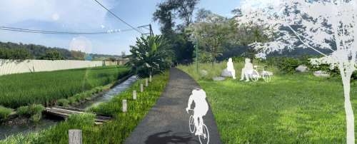 新竹市府將興建1.2公里自行車道以串聯新竹17公里海岸線與苗栗縣綠光海風自行車道模擬圖