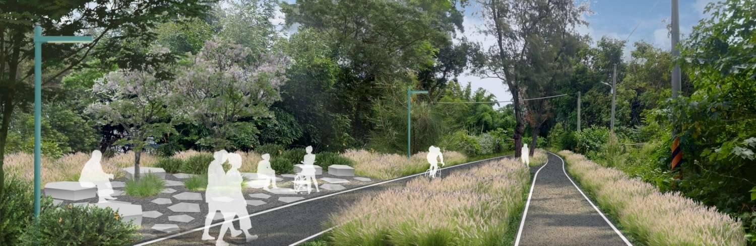 新竹市府將興建1.2公里自行車道以串聯新竹17公里海岸線與苗栗縣綠光海風自行車道模擬圖