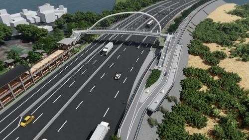 竹市知名地標豎琴橋旁，明年2月將有堤頂賞夕平台